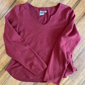 Johnny Was Vintage Burgundy Red Solid Long Sleeve Large